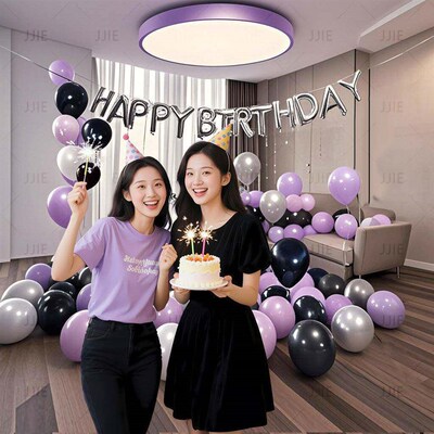 -Happy birthday party balloons set up the background wall