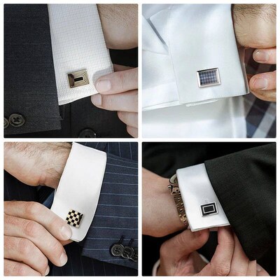 1Pair Square Man Shirt Cufflinks Copper Tie Clips & Cufflink