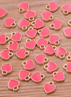 50PCS 6*8mm 10 Color Alloy Metal Drop Oil Small Heart Charms