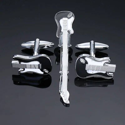 a set High quality brass enamel necktie clip cufflink suit m