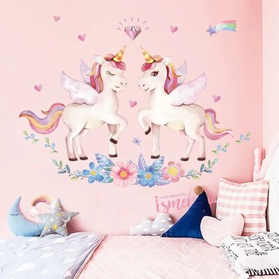 Cartoon Unicorn Wall ers Horse Pattern For Kids Room Decor G