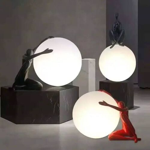 Creative Humanoid Sculpture Big Ball Led Table Lamp Desk Lig