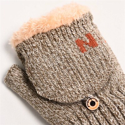 2024 Winter Warm Thickening Wool Gloves Knitted Flip Fingerl