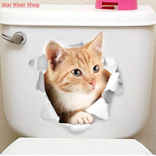 Lovely Cat Dog Toilet Stickers Home Decoration Diy Funny Car