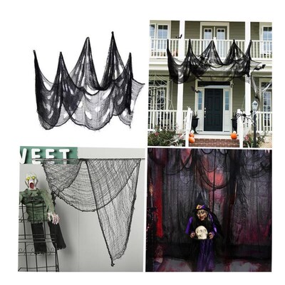 HOT SALES!!! Black Halloween Creepy Gauze Large Grid Yarn 1