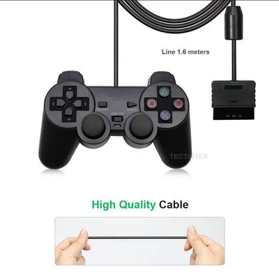 Transparent Color Wired Controller For PS2 /PS1 Console Vibr