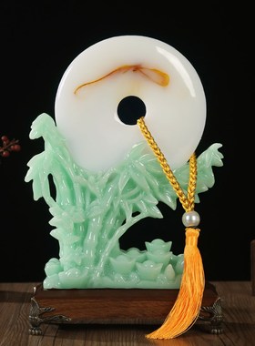 玉石一帆风顺平安扣摆件客厅电视柜办公室工艺品摆设乔迁开业礼品