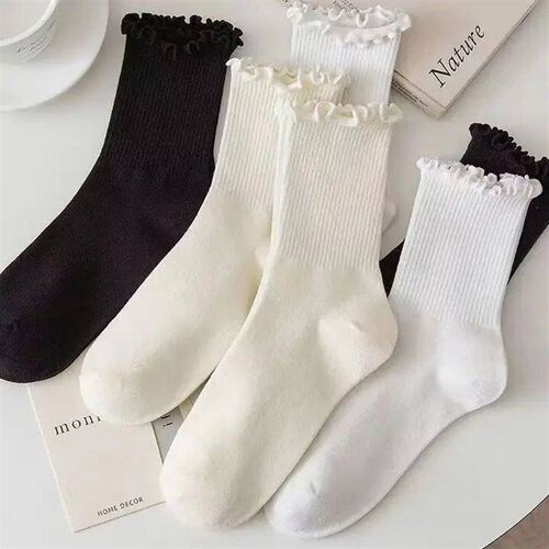 5 Pair /Lot Sock for Women Ruffle Middle Tube Ankle Short Br