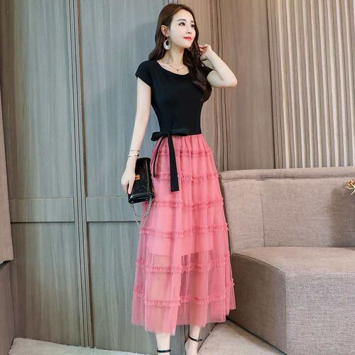 Summer Mesh Dress New Womens Clothing Feminine Elegant Skir