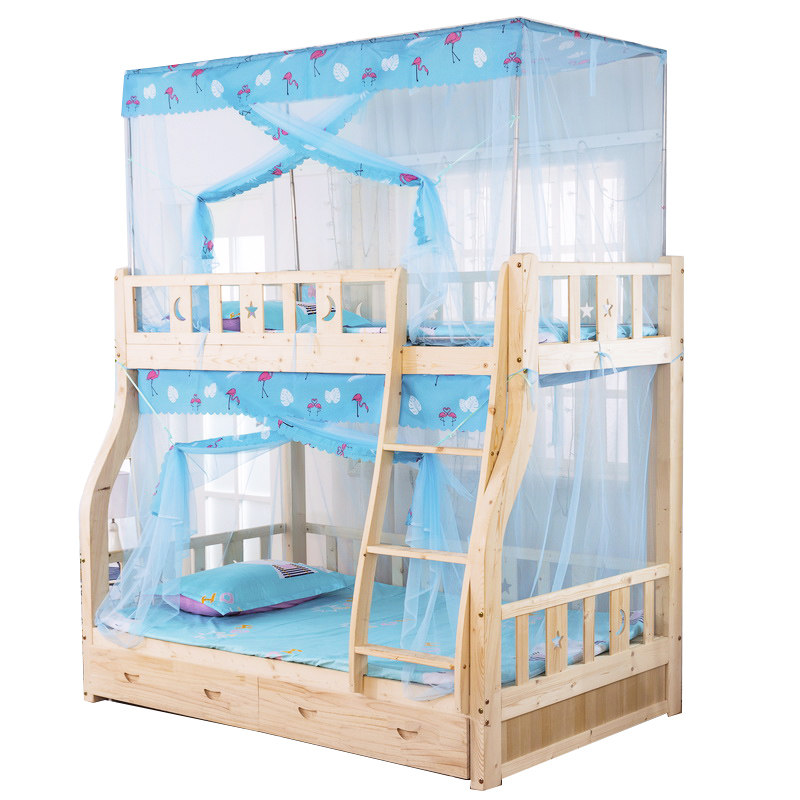 上下床蚊帐子母床上下铺高低床家用蚊帐加密帐纱防尘顶系绳铁架床