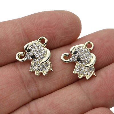 10Pcs Silver Plated Crystal Elephant Charm Pendant for Jewel