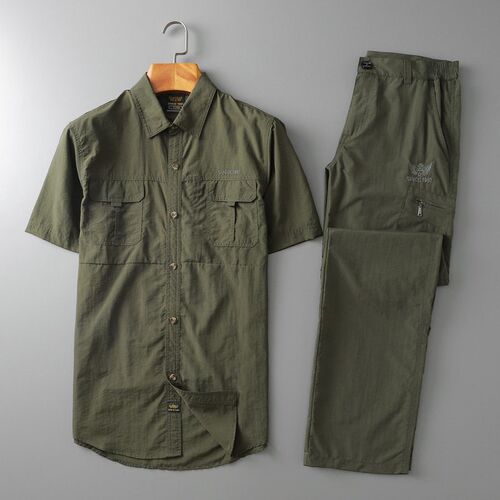 Short-sleeved Thin Work Clothing Mens Elastic Quick-drying