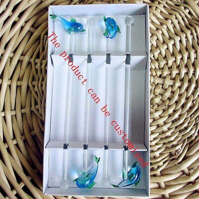 Marine animals Figurines Cocktail Wine Glass Stirring Sticks