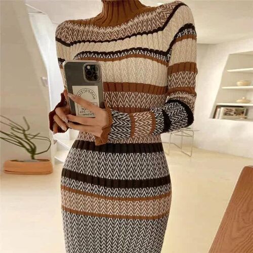 One Piece Sweater Dress 2022 Autumn Winter Gentle Wind Color