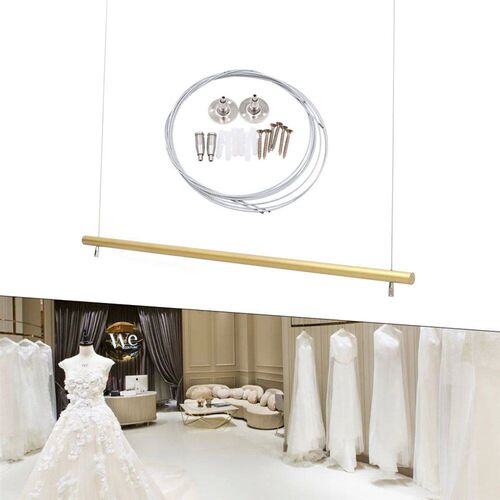 Metal Ceiling Mount Garment Hanging Rod Clothes Hanger Coat