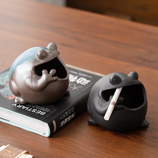 创意个性搞怪可爱卡通陶瓷烟灰缸家用办公室装饰摆件防飞灰送男友