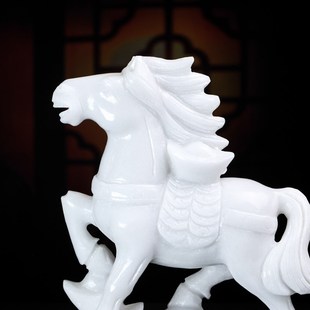天然白玉石马摆件十二生肖马到成功马上有钱桌面装饰家居商铺办公