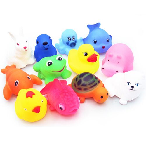 New 12Pcs Baby Kids Bathing Toys Cute Cartoon Animal Soft Ru