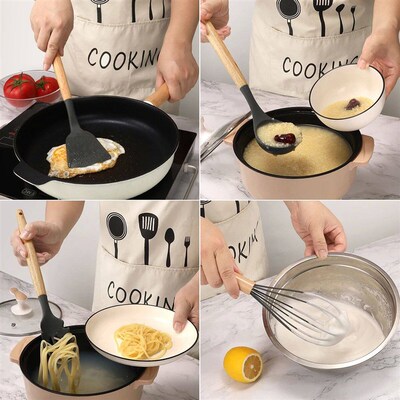 12Pcs Silicone Kitchen Utensils Spatula Shovel Soup Spoon Co