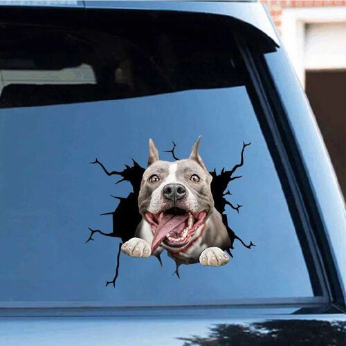 Waterproof Car Decals Cute Crack Dog Wall er Glass Window Do