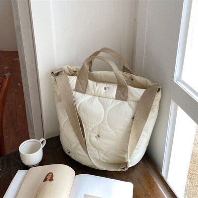 Large Capacity Bags for Women Quilted Bucket Bag Shoulder Ba