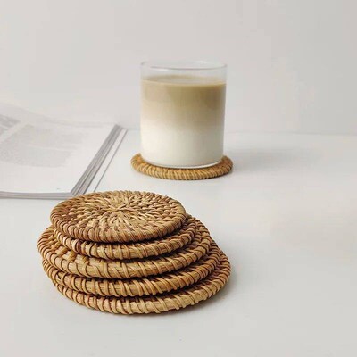 Placemat Pad Coasters Kitchen Table Mats Rattan Coaster Bowl