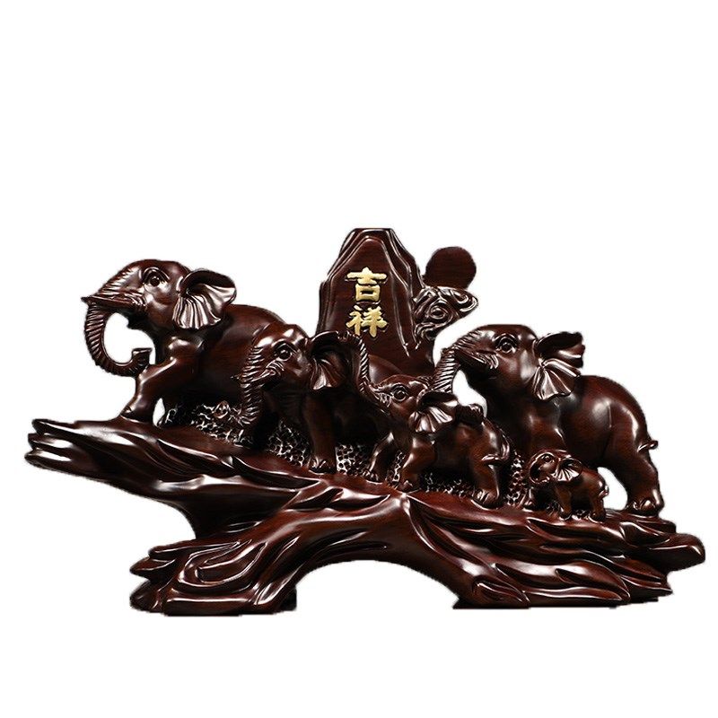 黑檀木雕大象摆件实木雕刻吉祥五象动物家居客厅装饰品红木工艺品,家居饰品,装饰摆件,淘宝优惠券,粉丝福利购,淘宝优惠卷