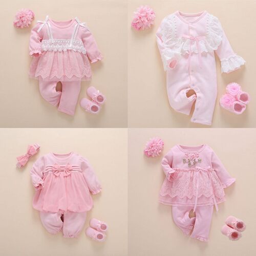 Newborn Baby Girl Clothes Fall Cotton Lace Princess Style Ba