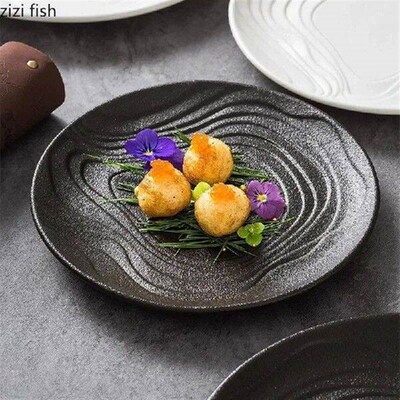 Matte Water Ripple Ceramic Plate Snack Dessert Plate Sushi