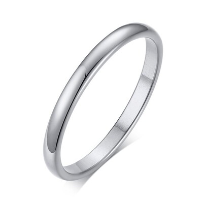 2MM Thin Classic Dome Ring Stainless Steel Wedding Band for