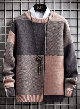 Half High Collar Color Blocking Warm Sweater/ High Quality M