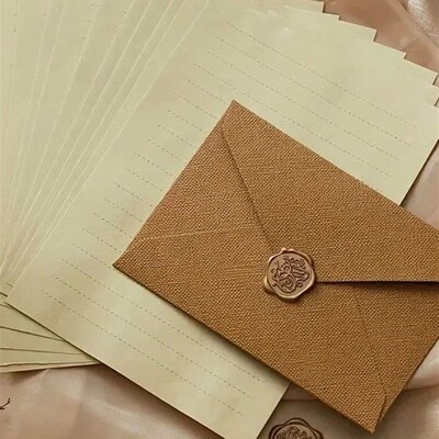 Luxury Linen Envelope and Letter Set with Wax Seals - Vintag