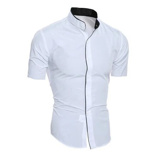 New mens solid color casual commuting short sleeved shirt