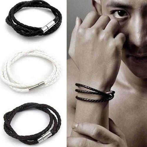 modyle leather brlet steel beads charm brlet for men