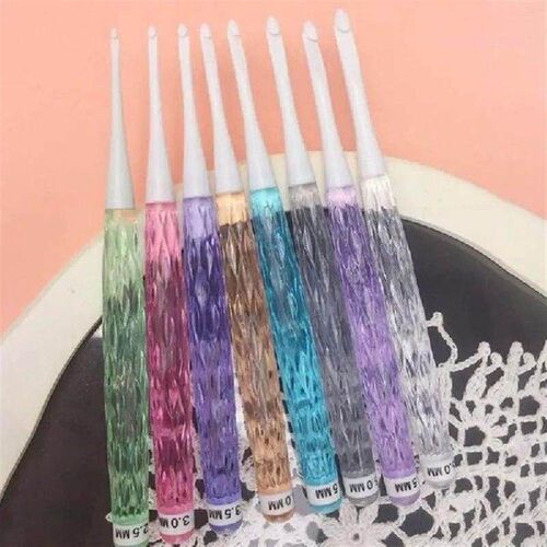 8Pcs Ergonomic Crochet Hook 8 Size Long Handle Crochet Hook
