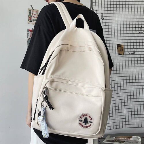Girl Solid Color Fashion School Bag College Student Women Ba