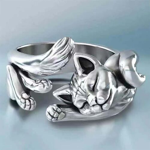 Ring for Men Women Japanese Style Cute Cat Ring Simplicity F