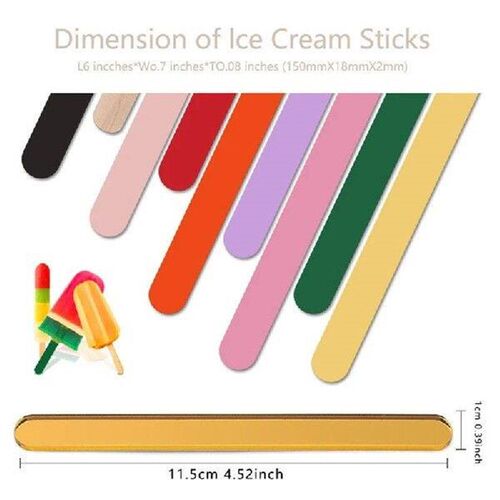 10pcs Acrylic Popsicle Sticks Reusable Creamsicle Ice Cream