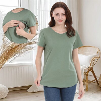 Pregnant Women Top Breastfeeding Clothes Wear Loose Short-sl