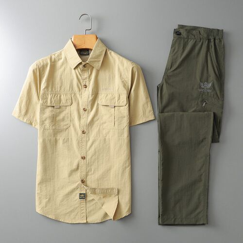 Short-sleeved Thin Work Clothing Mens Elastic Quick-drying