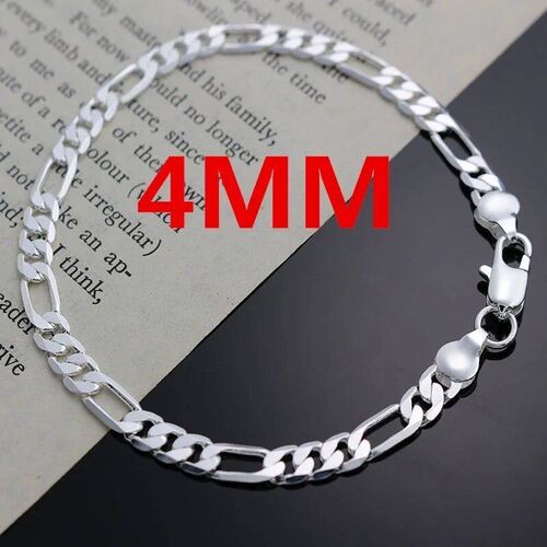 Noble New Arrive Silver Color 4MM Chain for Men Women Bracel