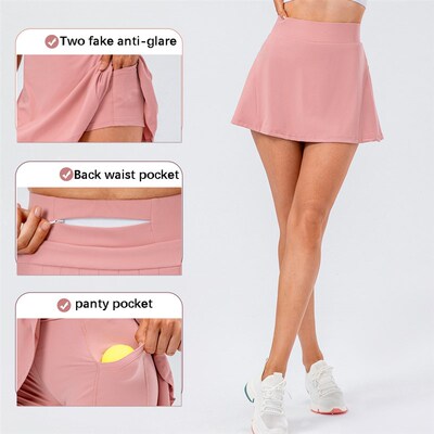 Lulu Tennis Female Shorts Pleated Skirt Breathable Golf