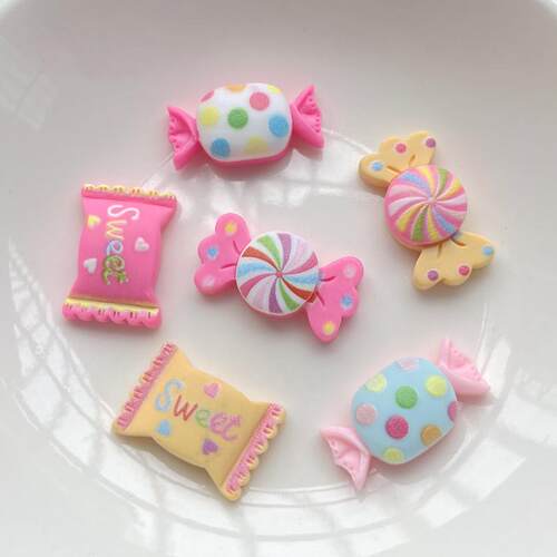 30PCS     Imitation candy resin gem accessories flat back cl