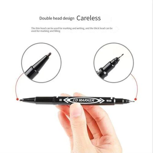 10Pcs Double-Tip Permanent Paint Marker Pens Black/Blue Ink