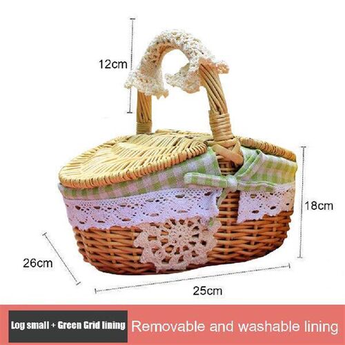 Wicker Picnic Basket with Liner Willow Basket with Lid and