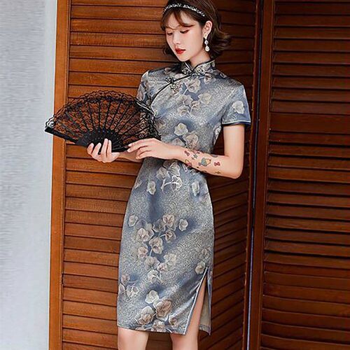 Chinese Qipao Cheongsam Floral Print Chinese Traditional Dre