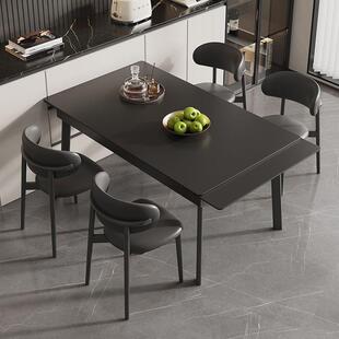 意式伸缩折叠餐桌家用小户型2025新款现代简约高端可伸缩岩板餐桌