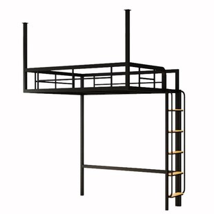 小户型现代铁艺挂壁床省空间架空床上层下空公寓悬挂床阁楼高架床