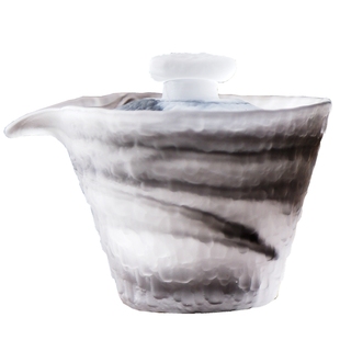 古法水墨琉璃盖碗茶杯大号家用泡茶三才茶碗玻璃加厚功夫茶具装