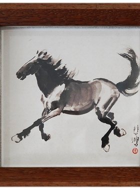 马到成功十二生肖办公桌牀头柜实木摆台装饰品画框挂墙家居装饰画